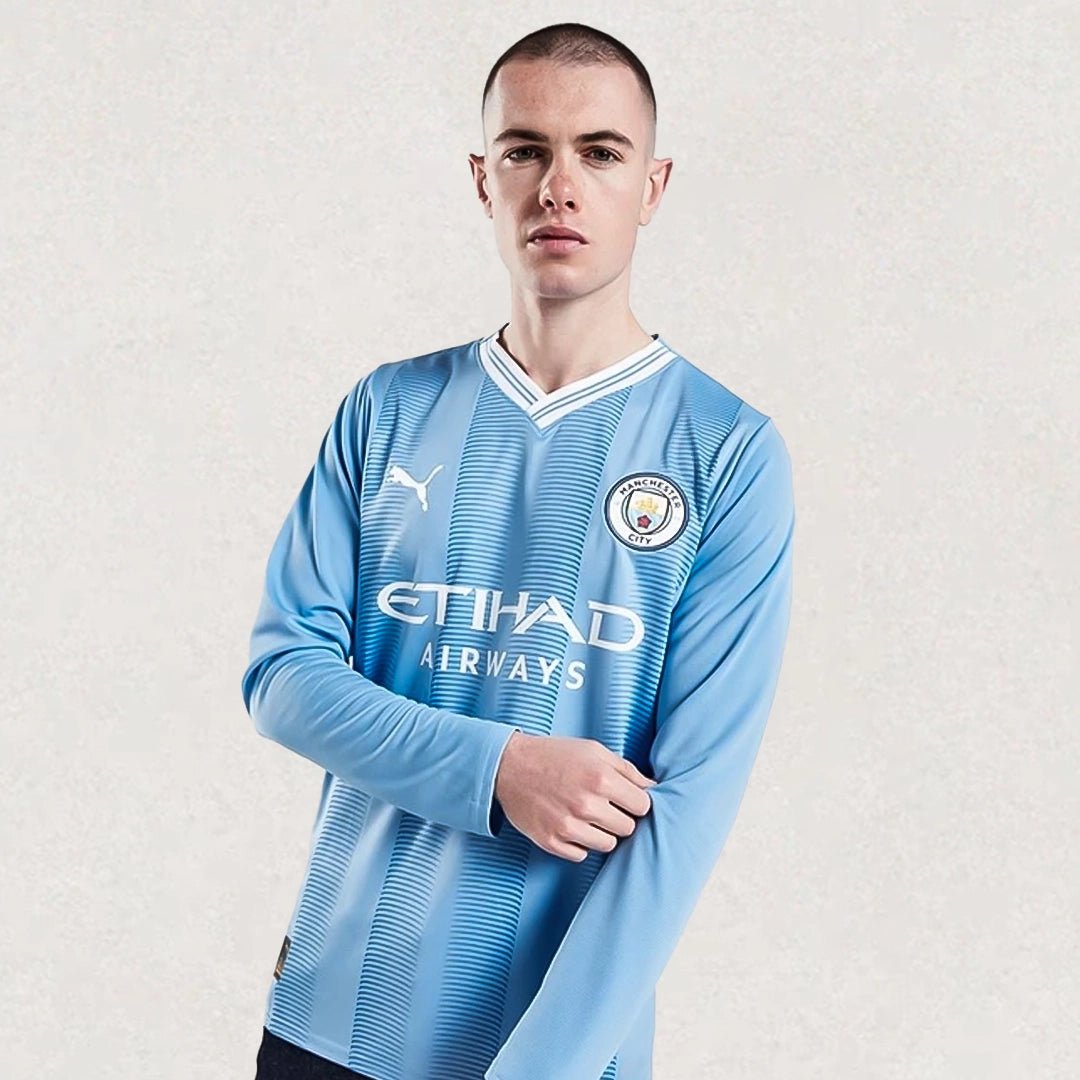 Manchester City No24 Adarabioyo Home Long Sleeves Soccer Club Jersey